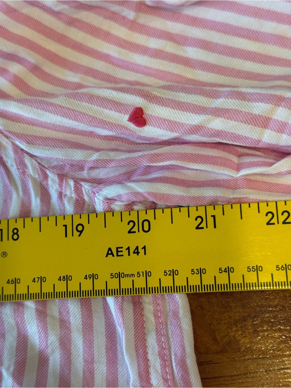 BeachLunchLounge Pink White Striped Heart Embroidered Button Down Shirt small - Picture 6 of 9
